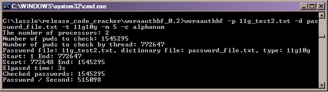 Dictionary attack with woraauthbf