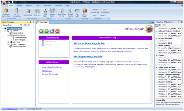 PFCLScan Home Screen