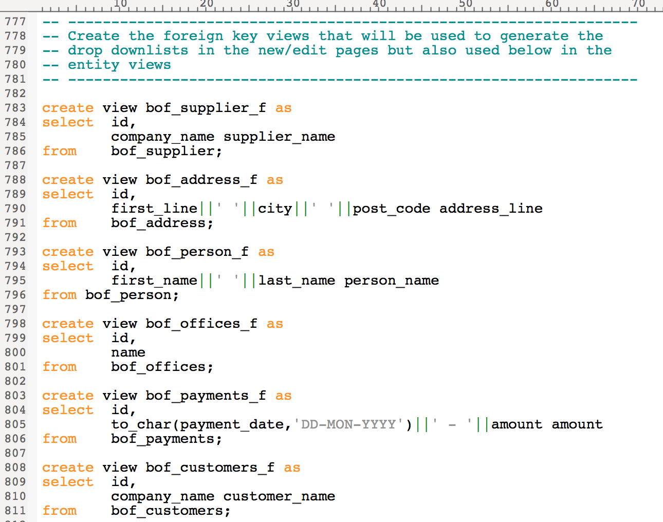Creating a foreign key view