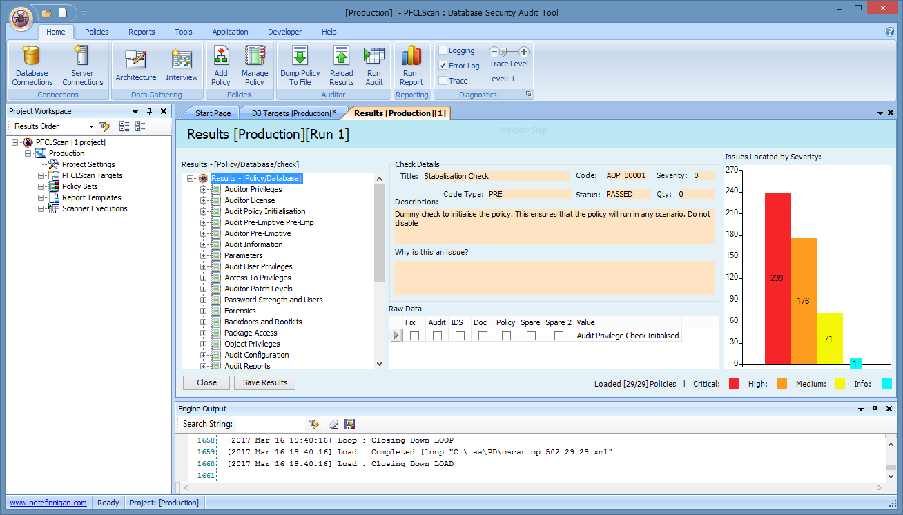 PFCLScan Running Against an 11.2.0.3 Oracle Database