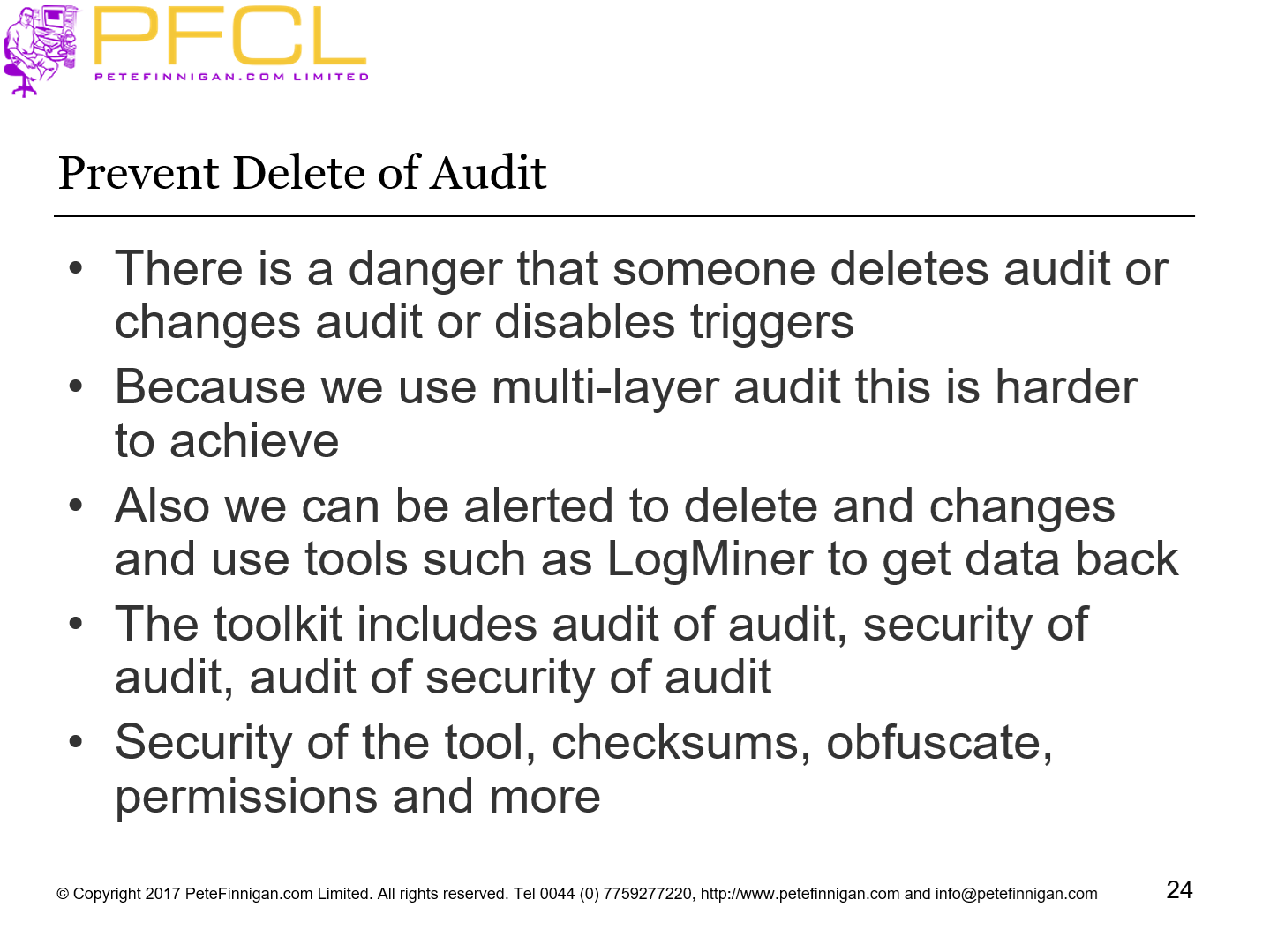 Prevent Delete of Audit