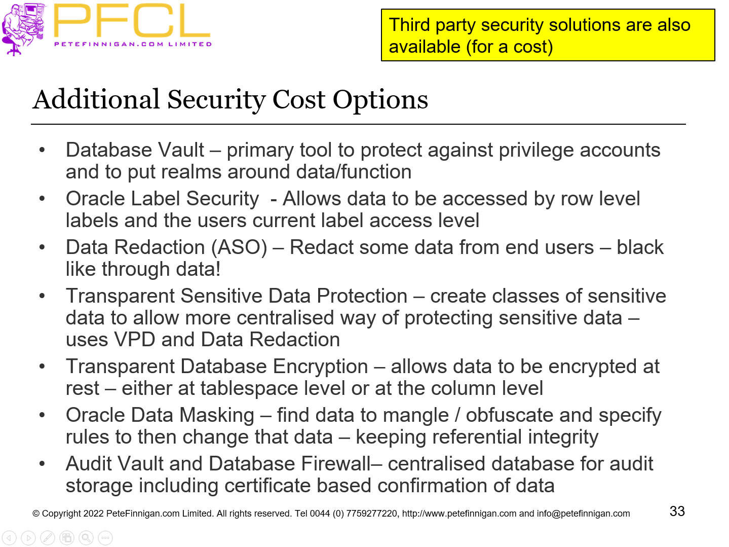 Additional Security Cost Options