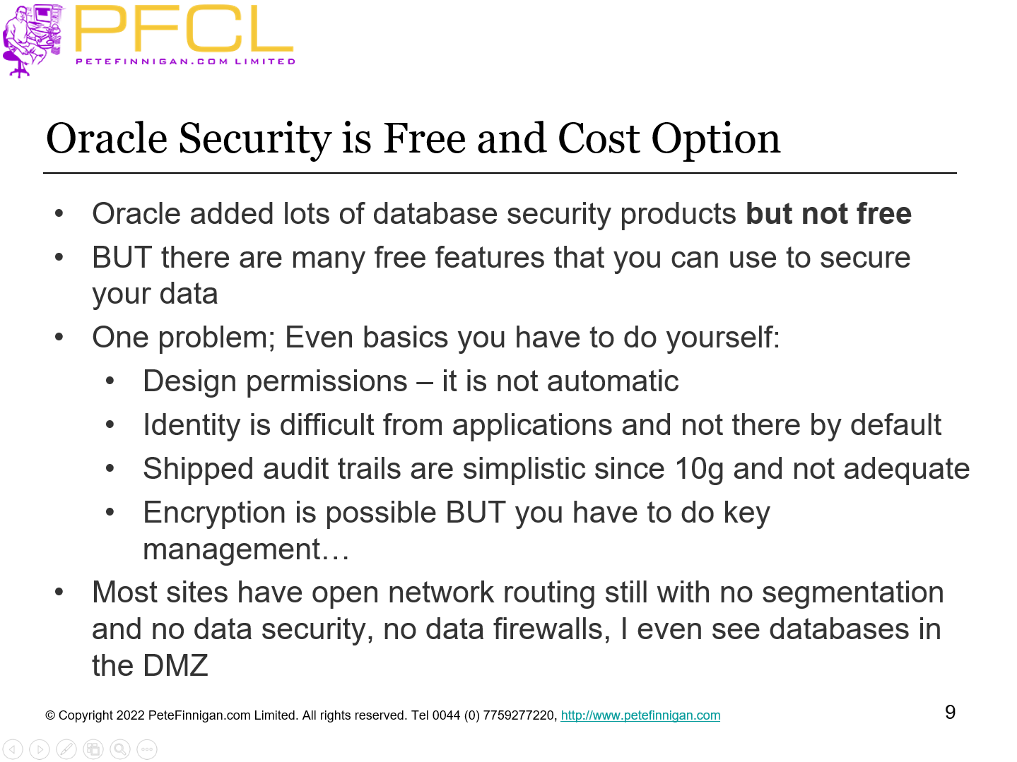 Oracle Security is Free and Cost Option