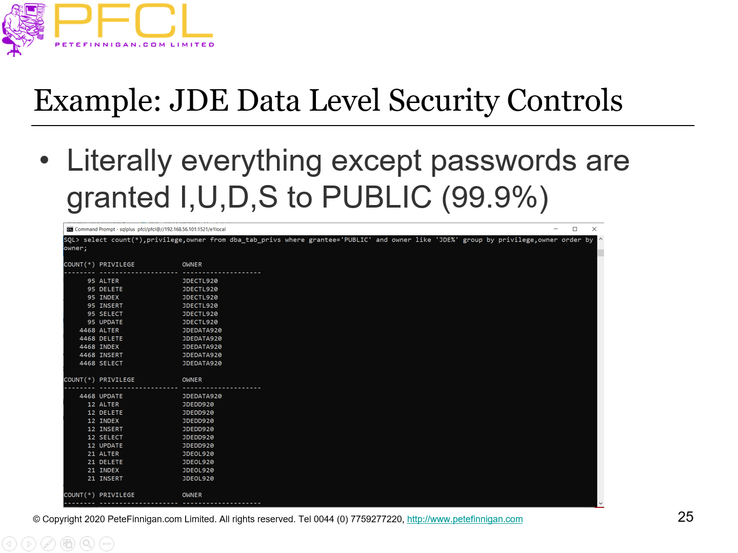 Example: JDE Data Level Security Controls