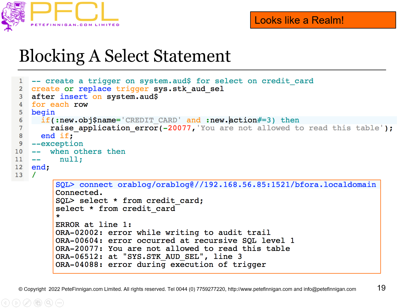 Blocking A Select Statement