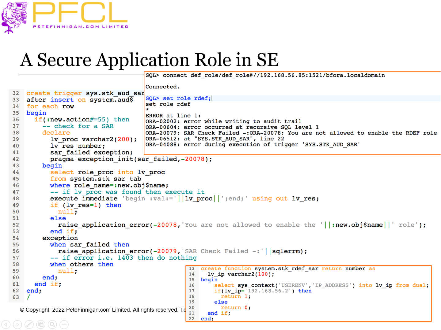 A Secure Application Role in SE