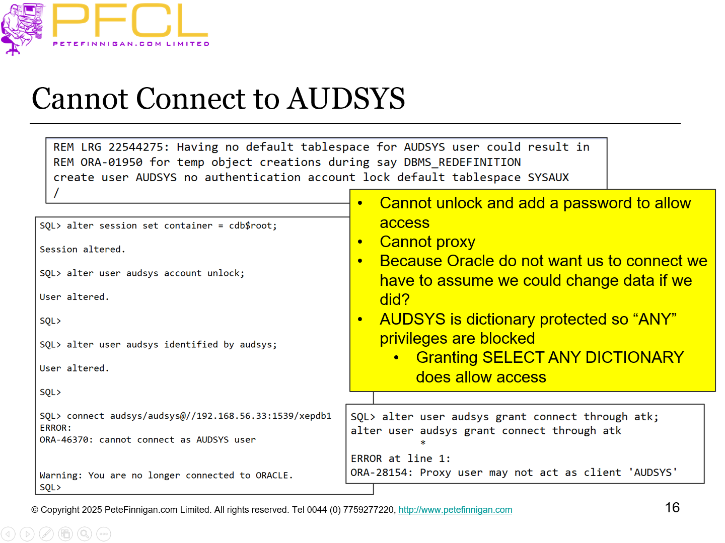 Cannot Connect to AUDSYS