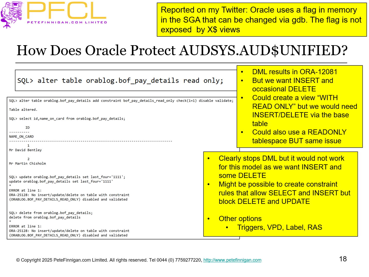 How Does Oracle Protect AUDSYS.AUD$UNIFIED?