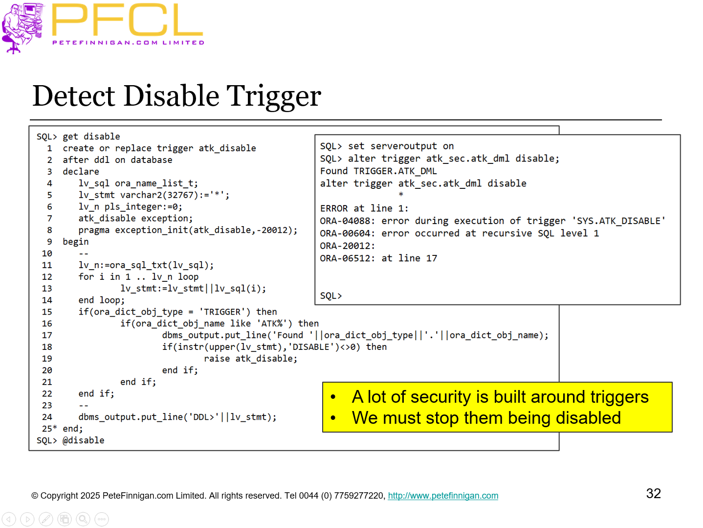 Detect Disable Trigger