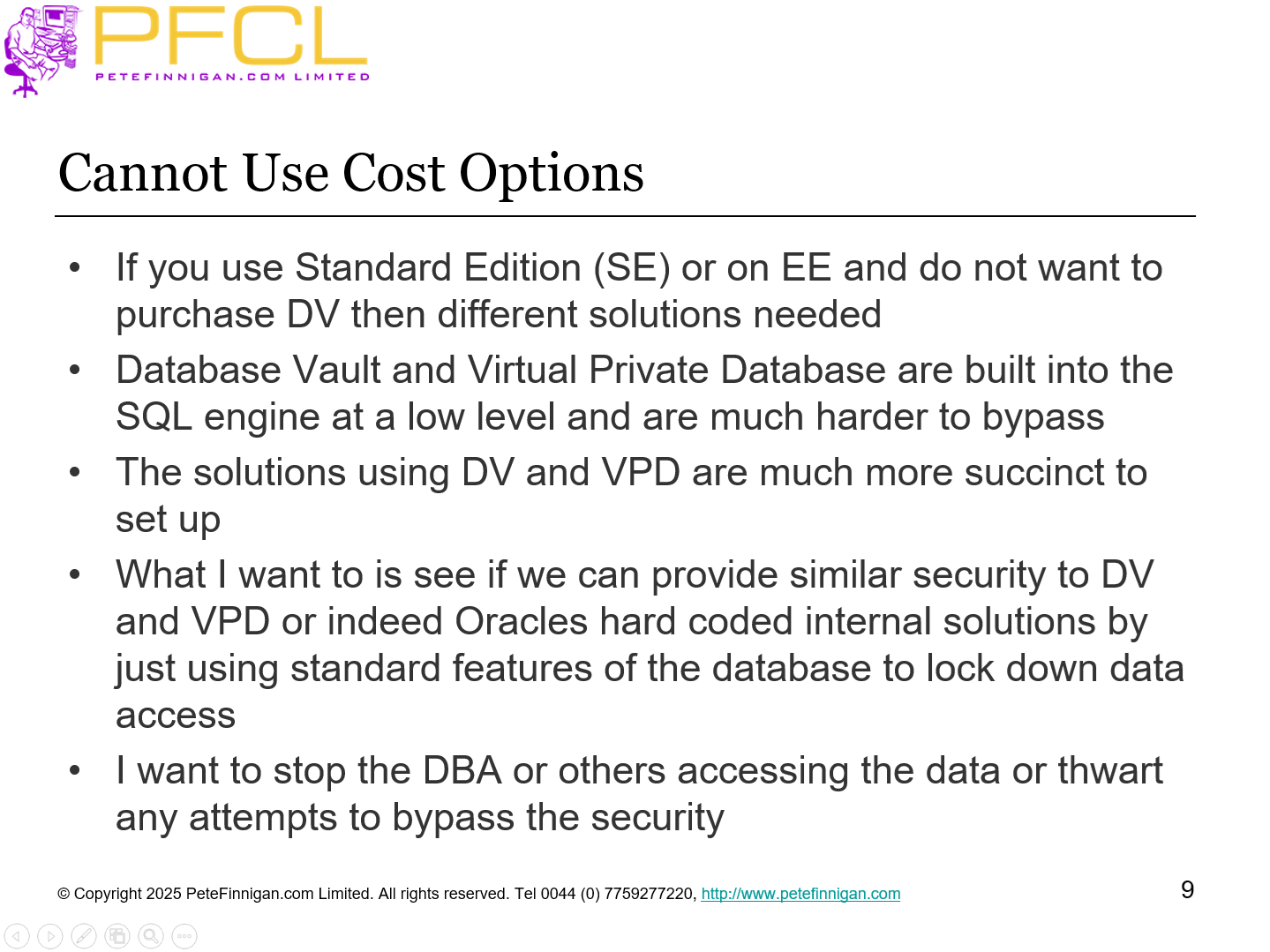 Cannot Use Cost Options