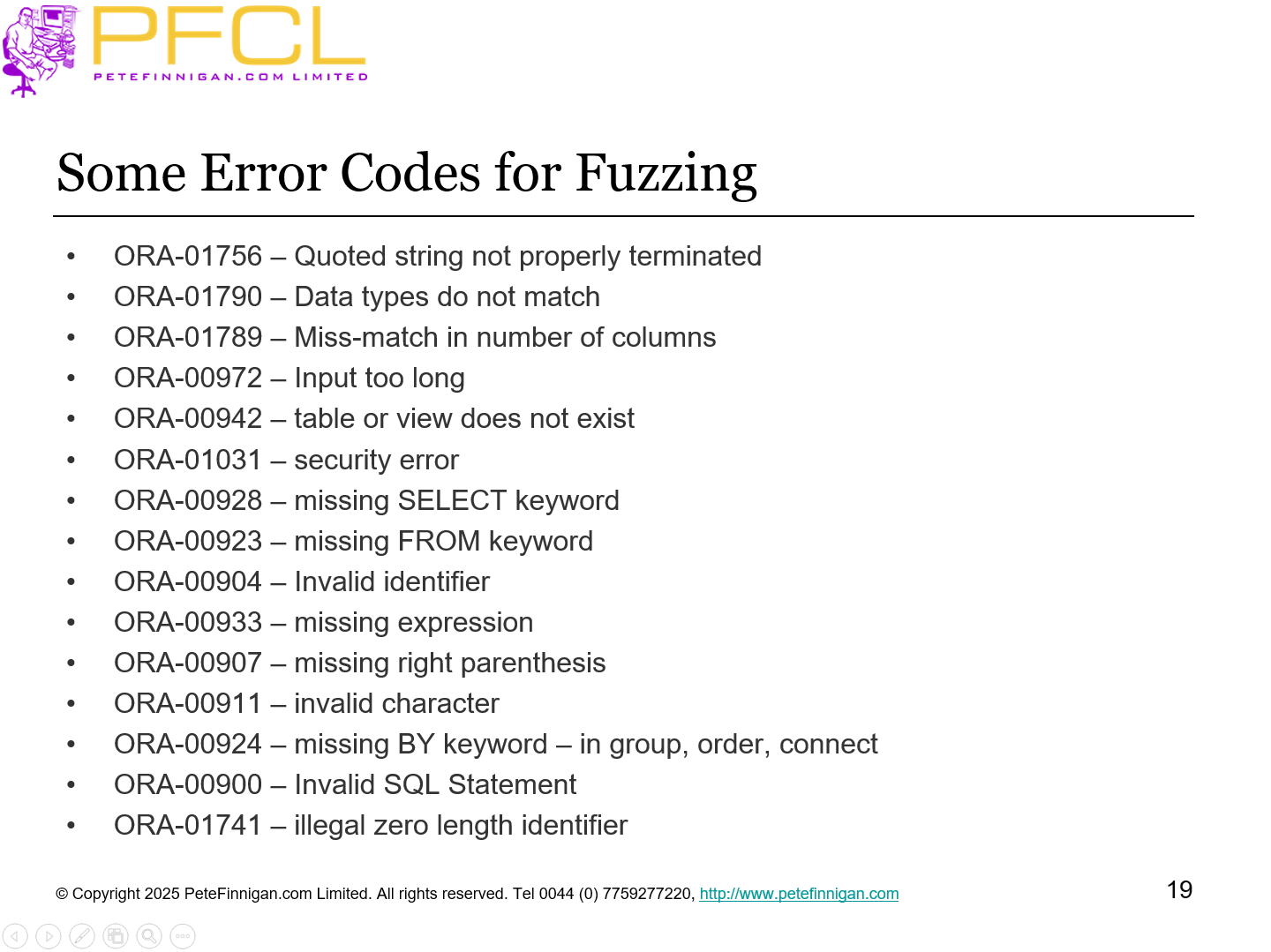 Some error codes for Fuzzing