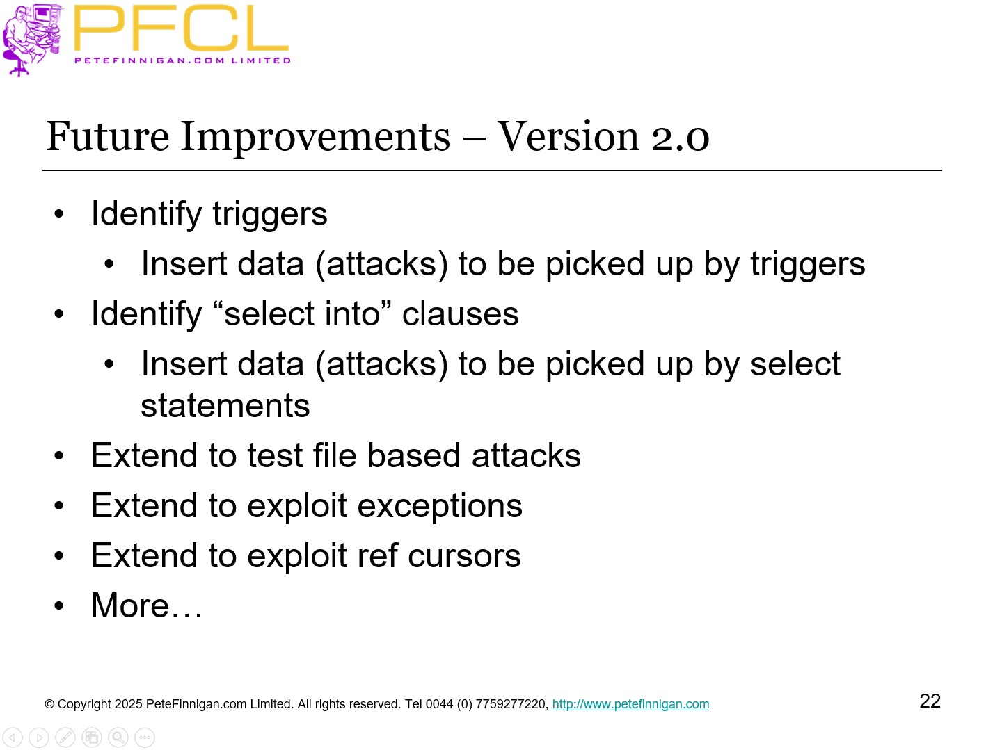 Future improvements - Version 2.0