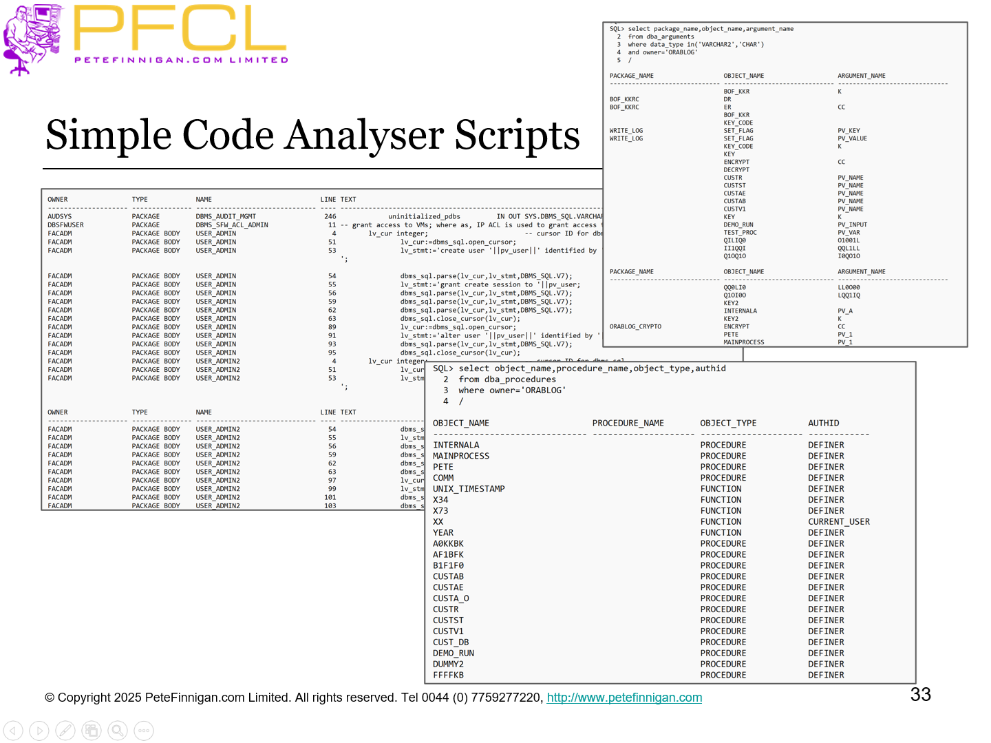 Simple code analyser scripts