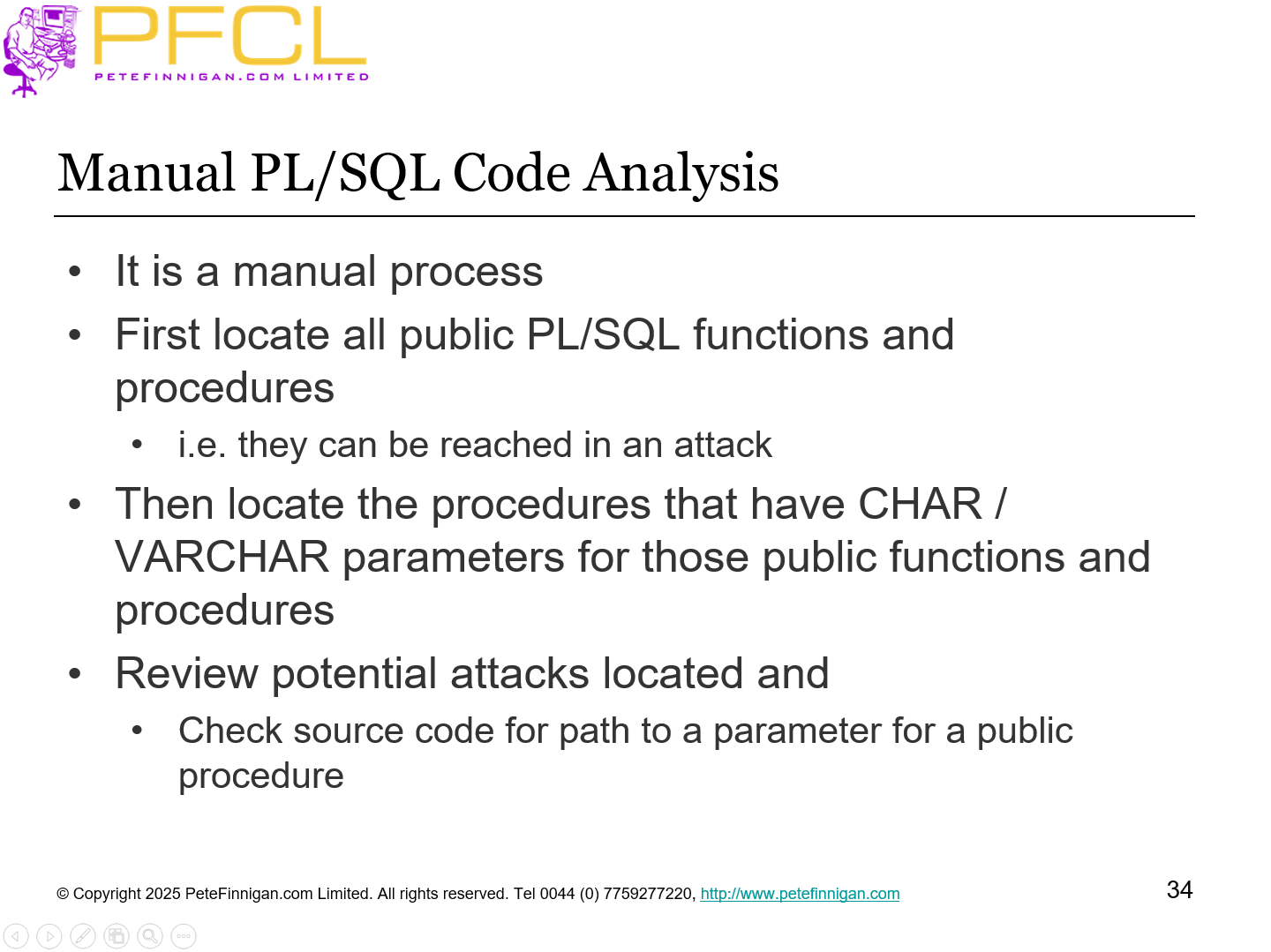 Manual PL/SQL code analysis