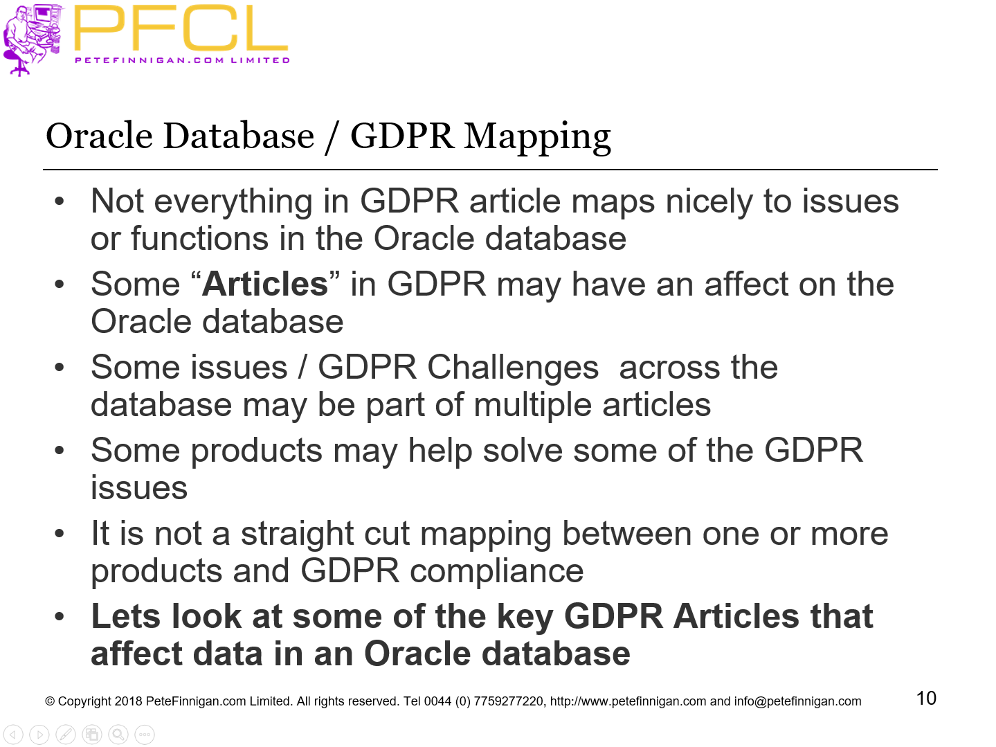 Oracle Database / GDPR Mapping