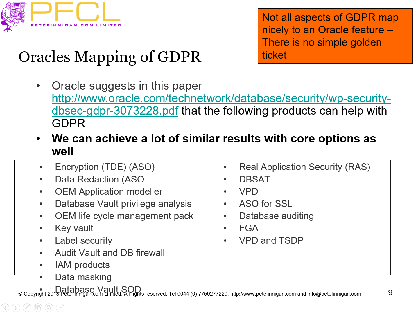 Oracles Mapping of GDPR