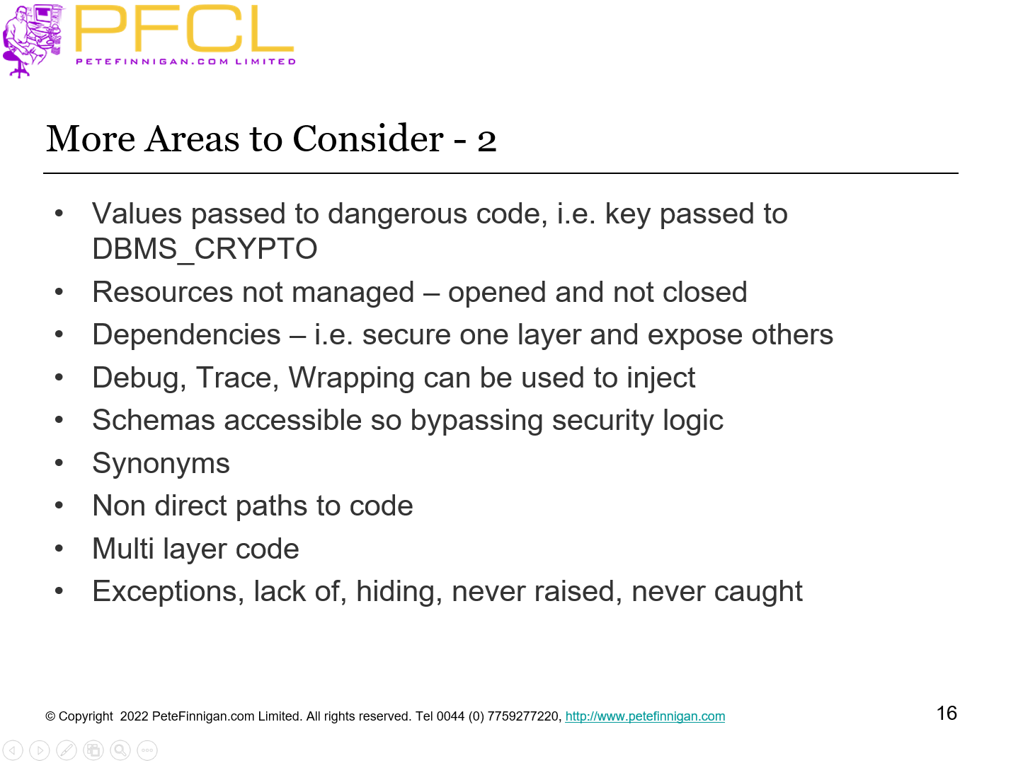 More Areas to Consider - 2