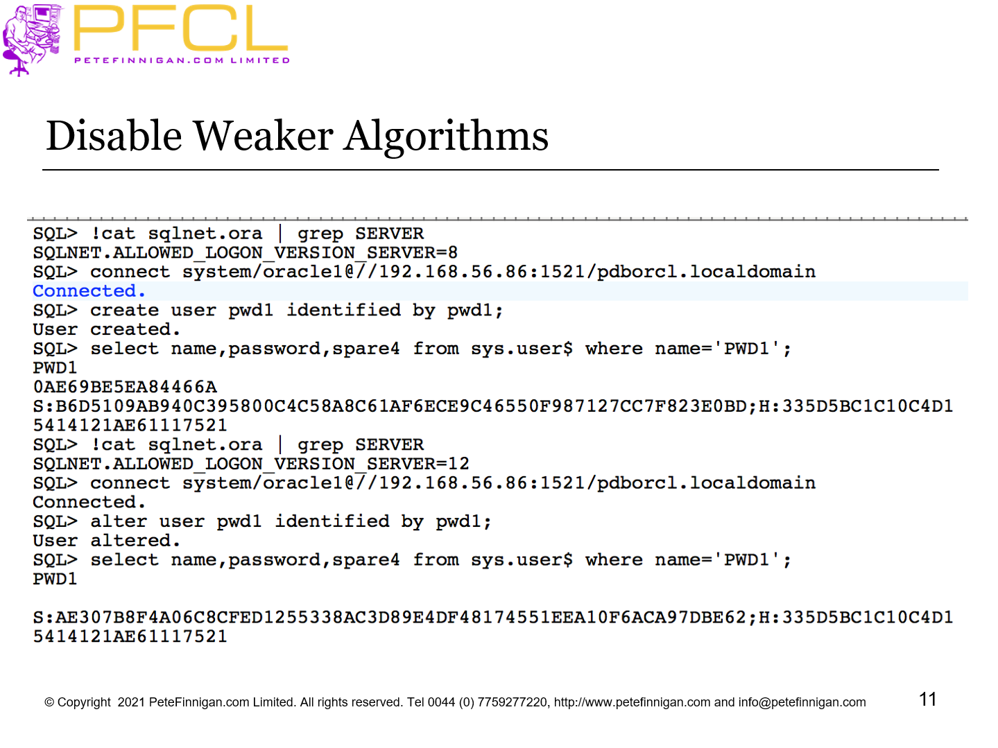 Disable Weaker Algorithms
