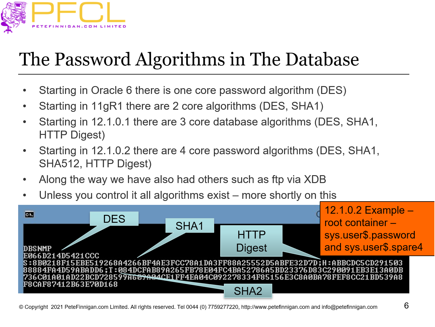 The Password Algorithms in The Database