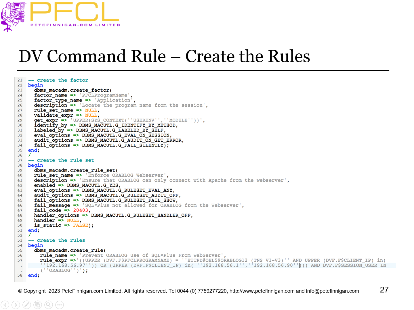 DV Command Rule – Create the Rules