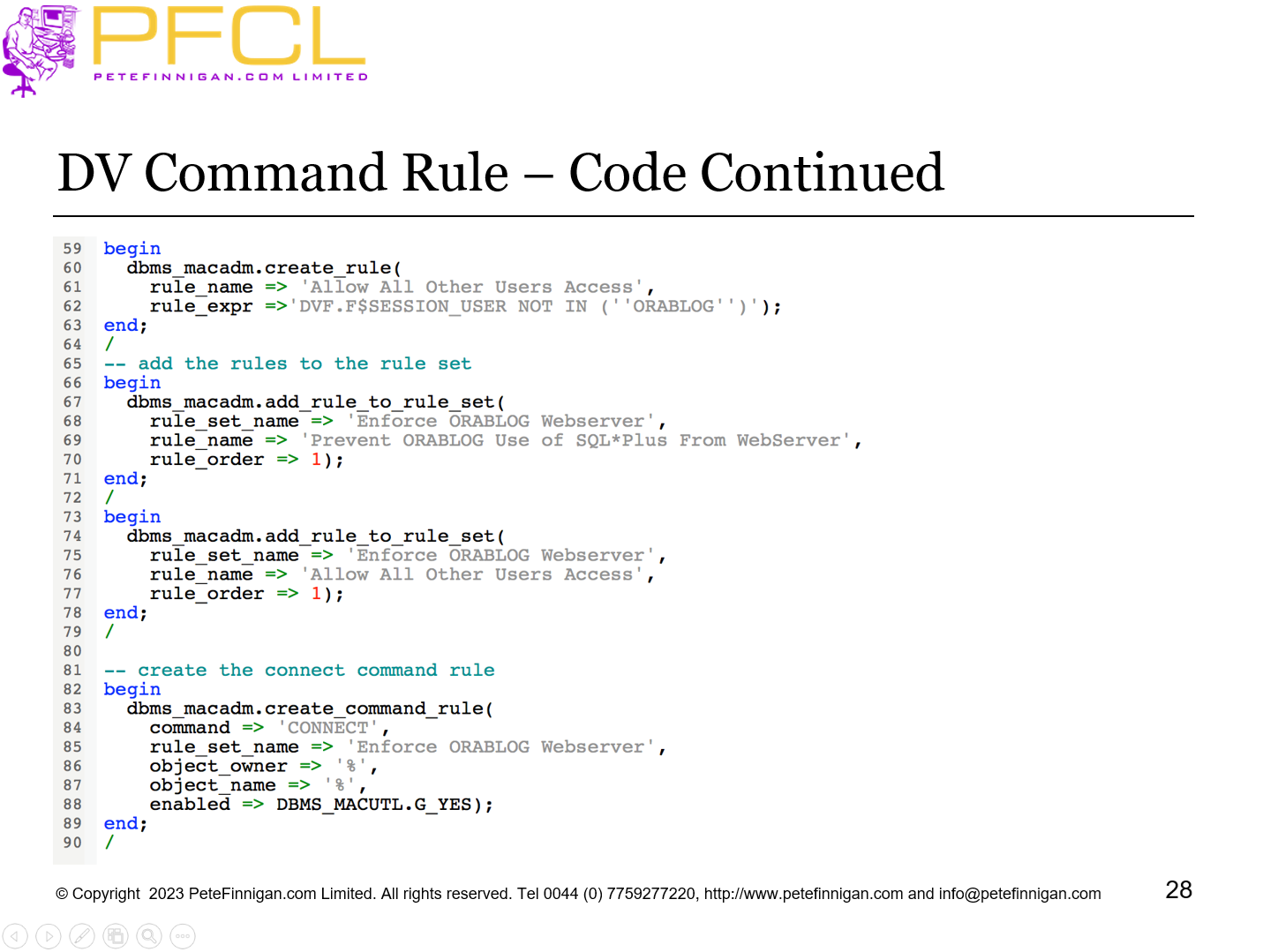 DV Command Rule – Code Continued