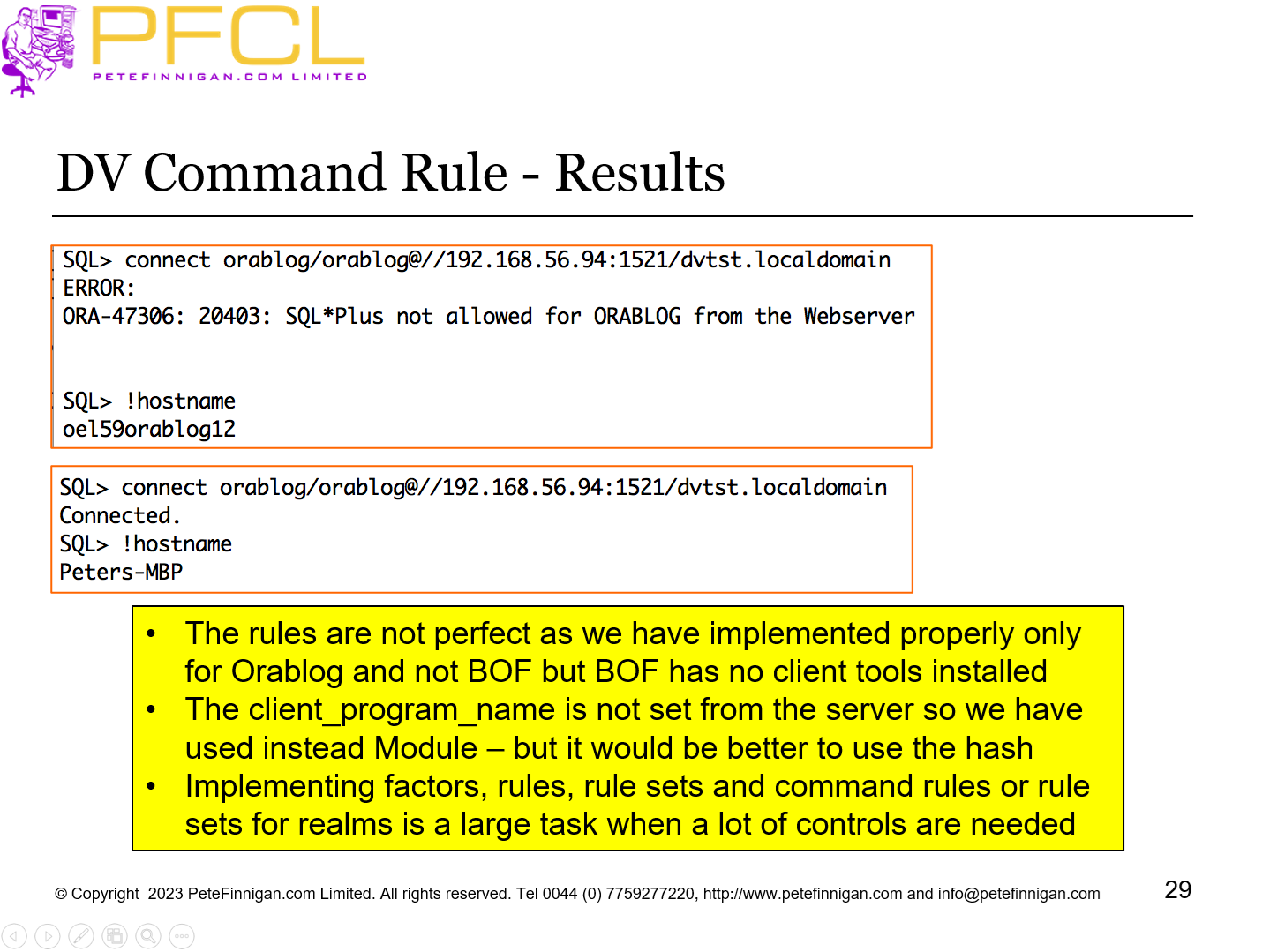 DV Command Rule - Results