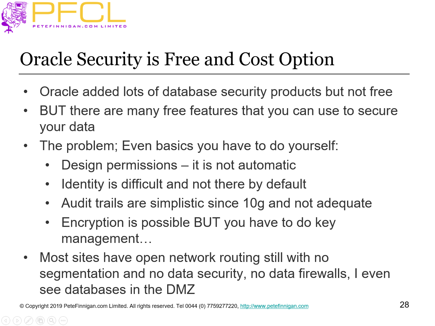 Oracle Security is Free and Cost Option