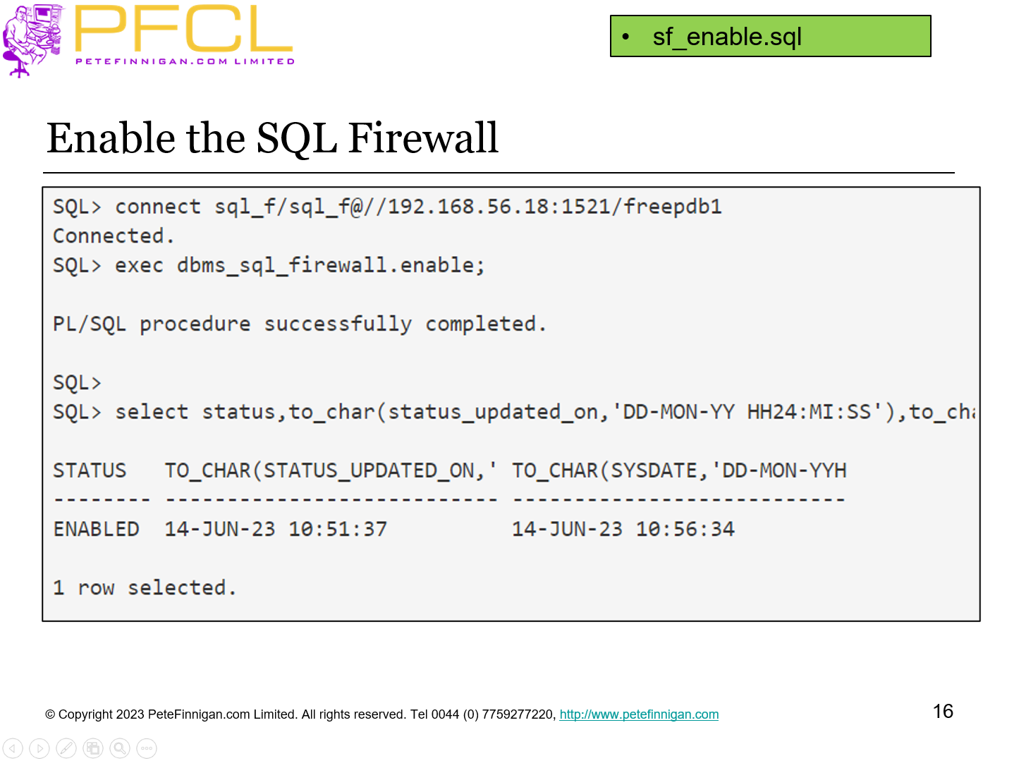 Enable the SQL Firewall