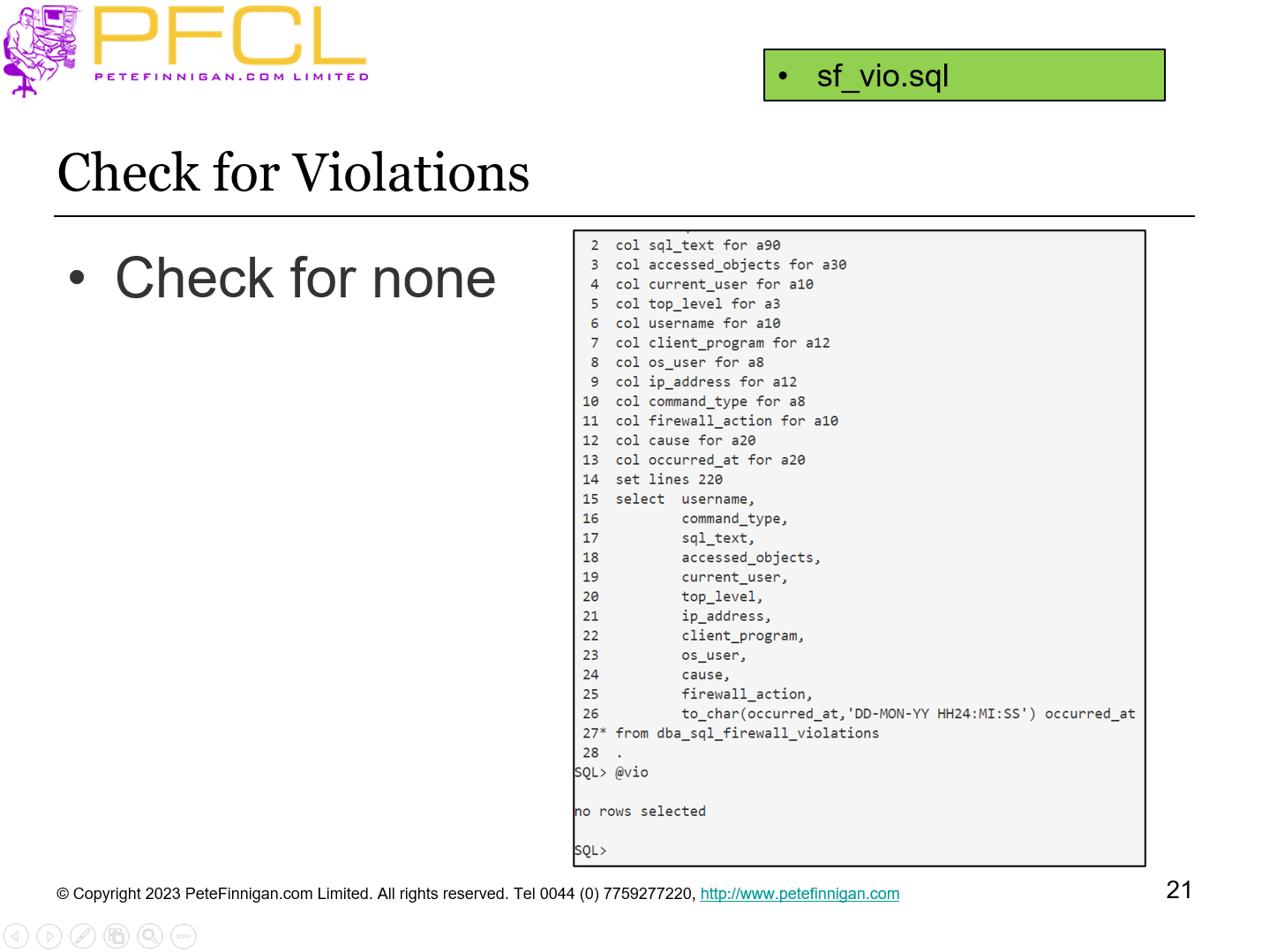 Check for Violations