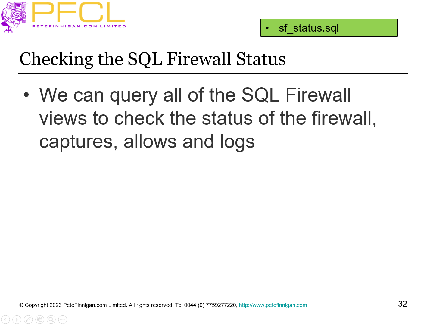 Checking the SQL Firewall Status