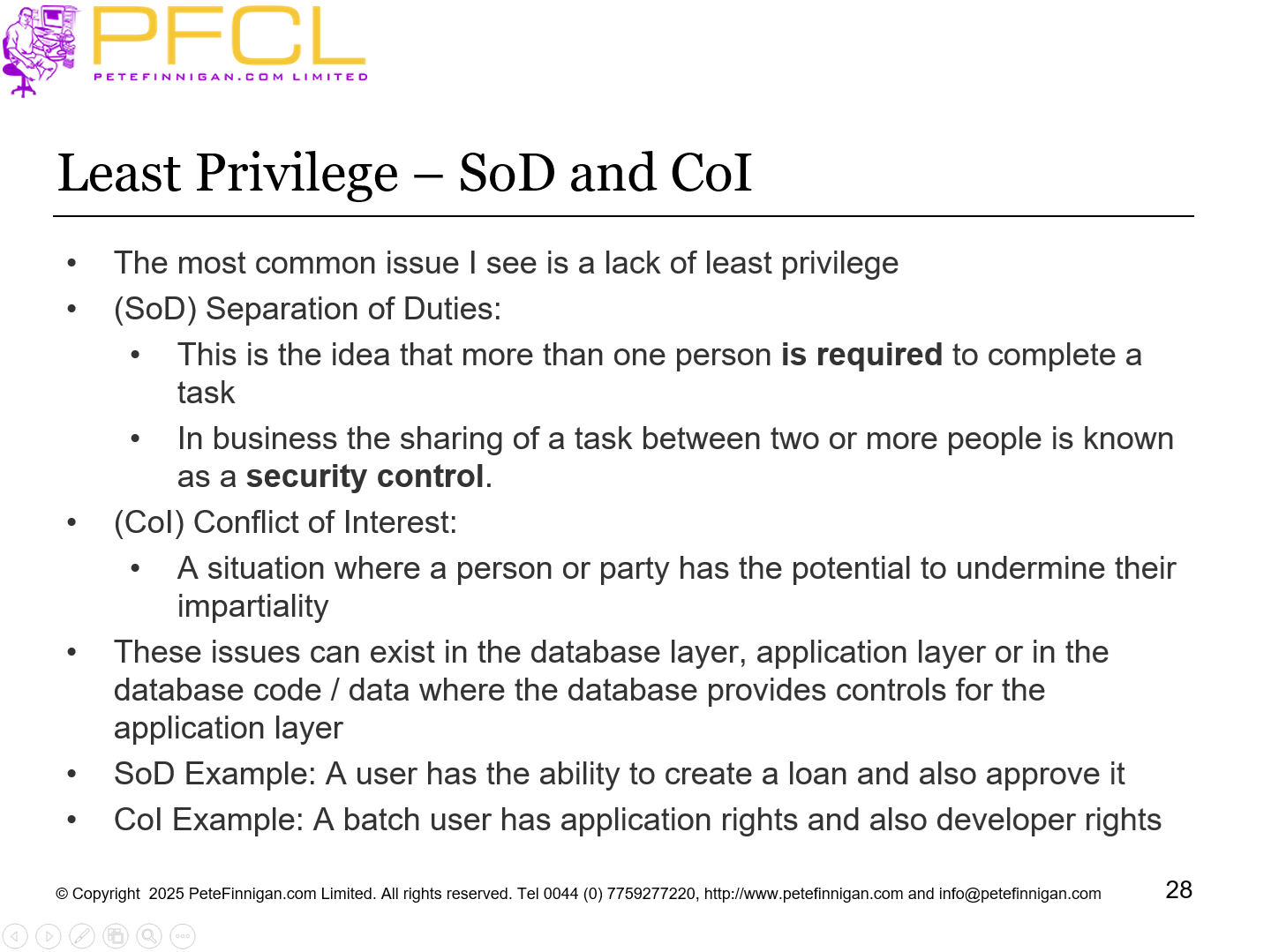 Least Privilege – SoD and CoI