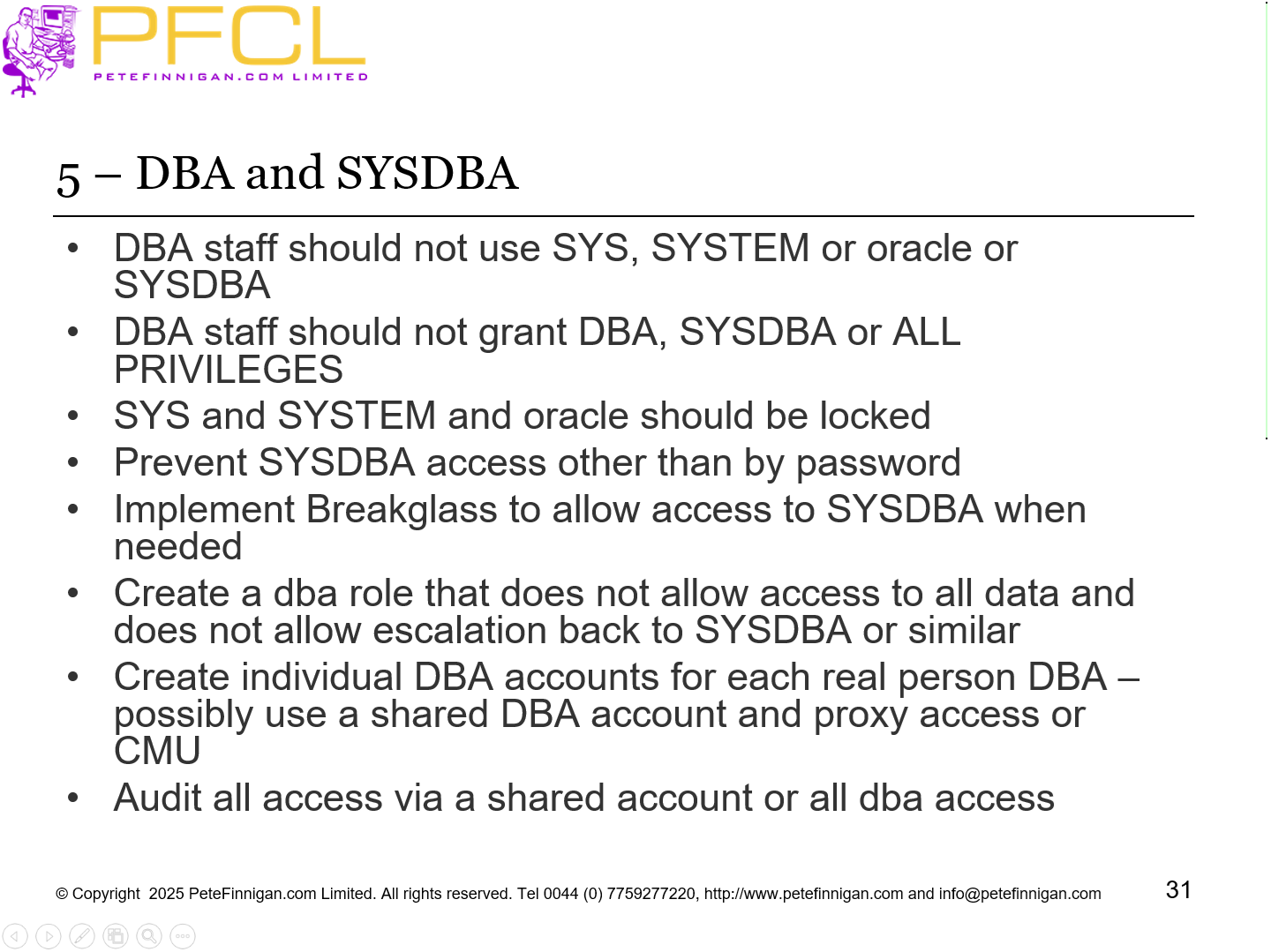 5 – DBA and SYSDBA 