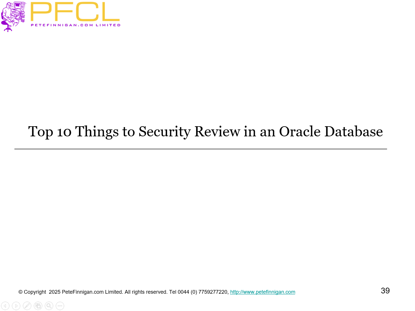 Top 10 Things to Security Review in an Oracle Database