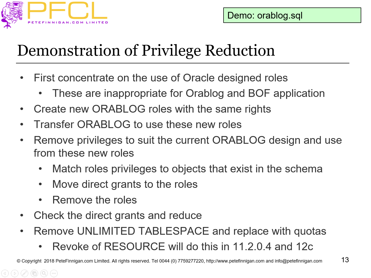 Demonstration of Privilege Reduction