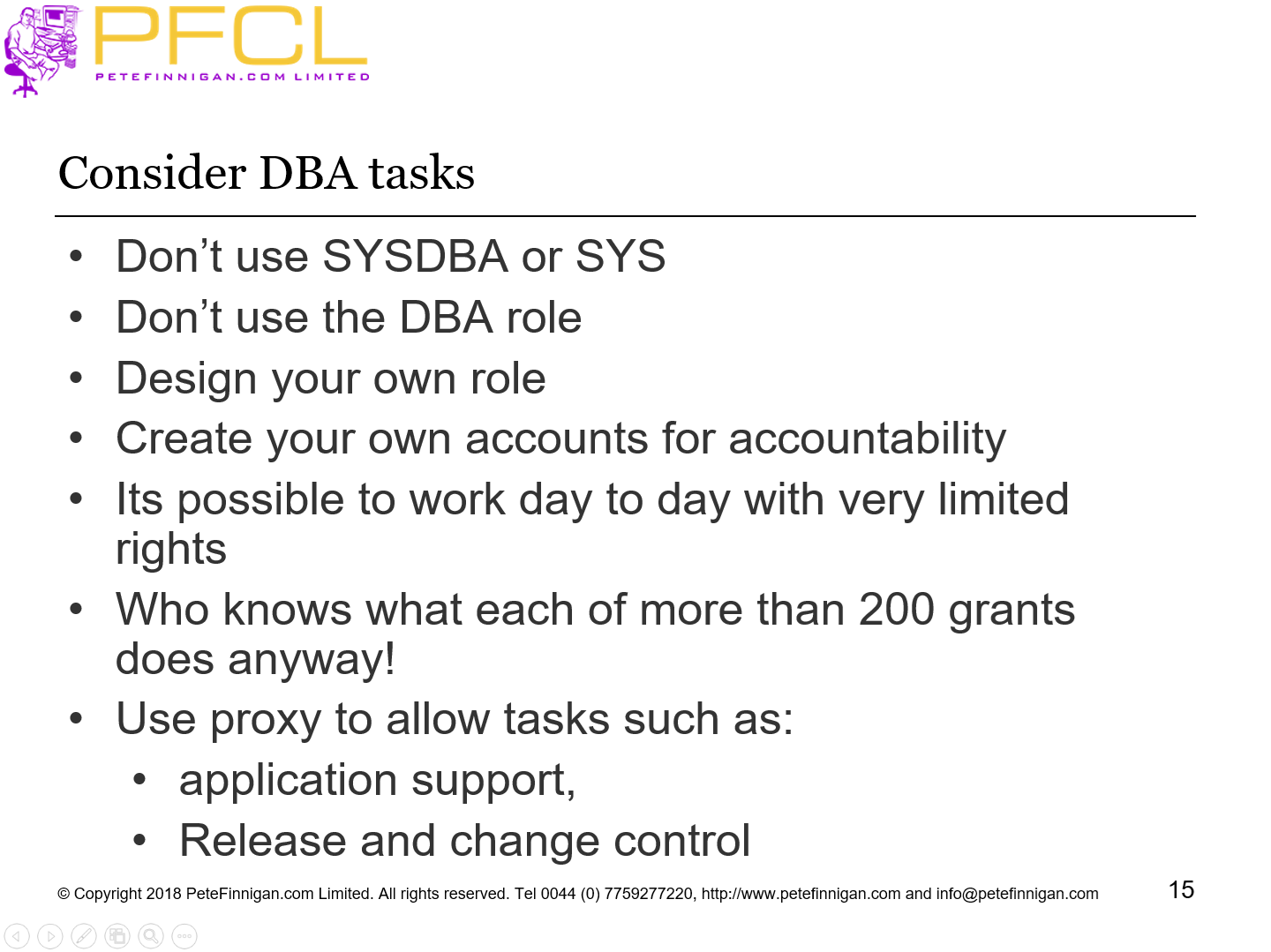 Consider DBA tasks